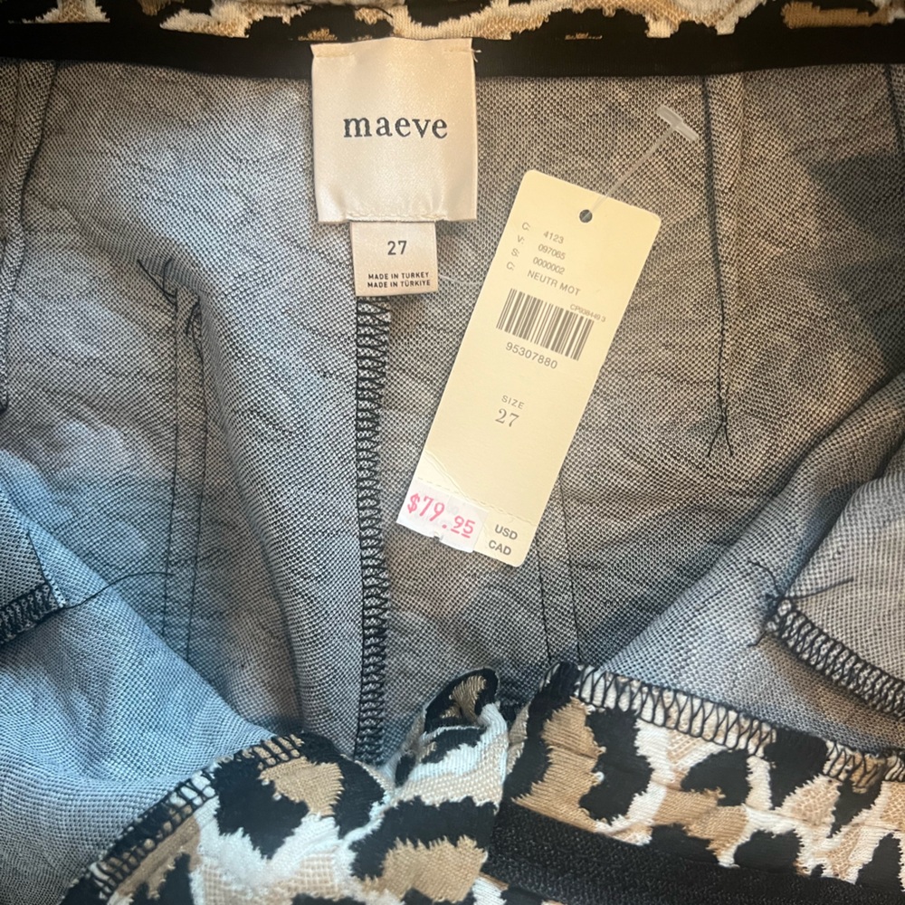 Anthropologie Maeve Leopard Patterned pants in Black and Tan